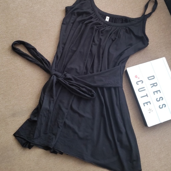 Three Dots Tops - Black Three Dots tank top with ribbon tie